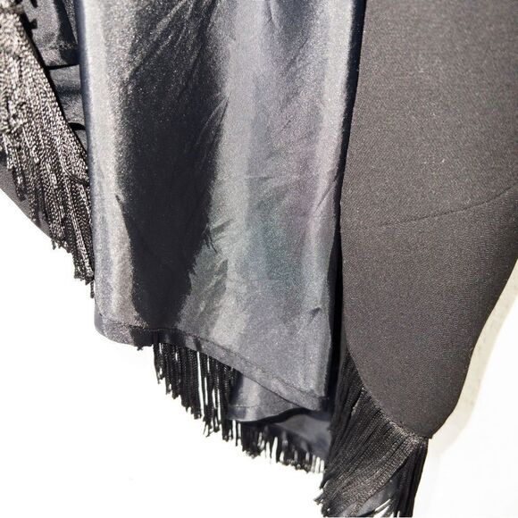 Danny & Nicole Vintage Black Fringe Asymmetrical‎ Hemline Dress Size 6 - Picture 4 of 4